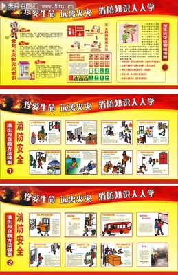 消防日宣传展板素材_展板POP_源文件库_矢量素材_百图汇